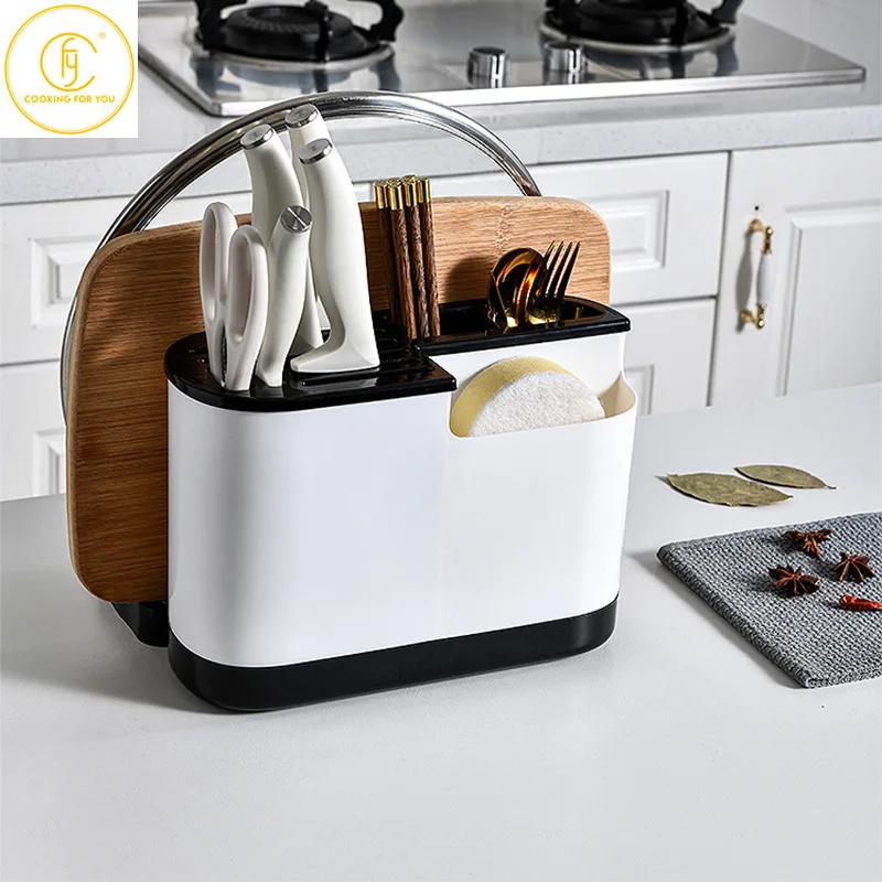 

Plastic Multifunction Storage Racks Pot Lids Chopsticks Spoon Knife Storage Containers Kitchen Tools Cabinet Storage Organizer