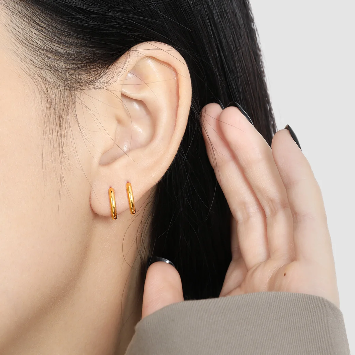 Роскошные позолоченные классические серьги-кольца 8 мм 10 12 базовые гладкие