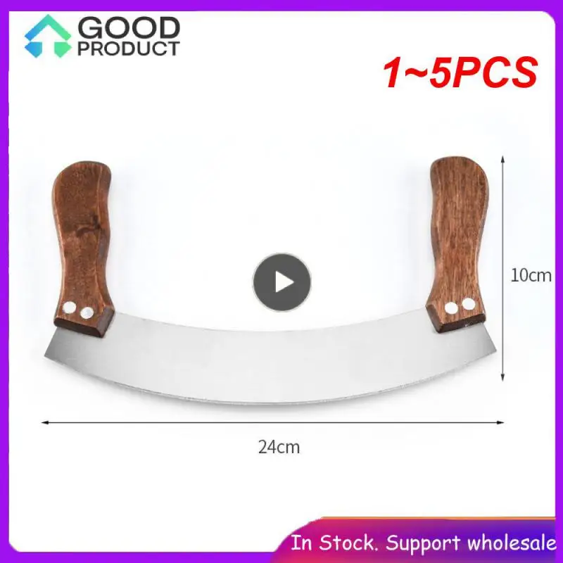 

1~5PCS Stainless Steel Vegetable Nougat Knife Home Herb Pizza Cutter with Double Wooden Handle Kitchen Cutting Chopping Baking