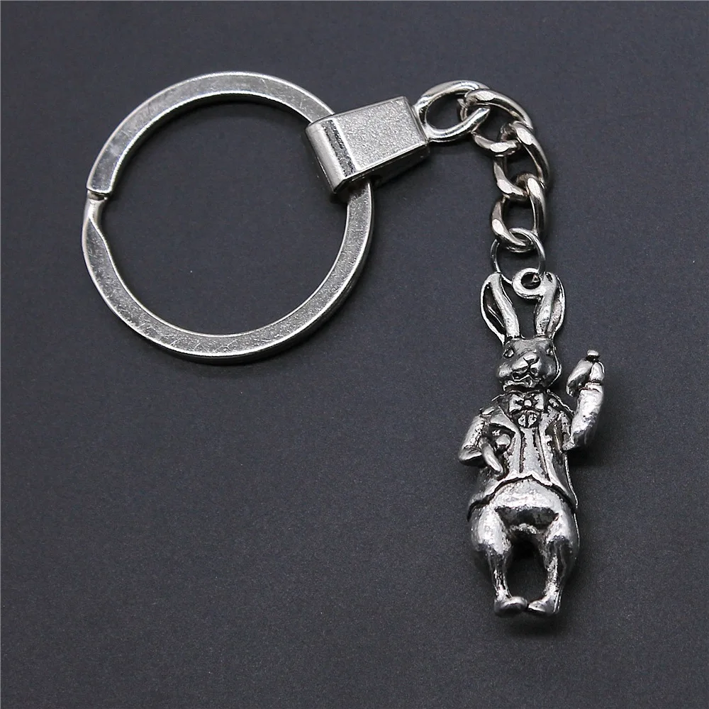 Dropshipping Souvenirs Gift Men Keychain 2 Colors 36x15mm 3D Rabbit Pendant Keyring | Key Chains