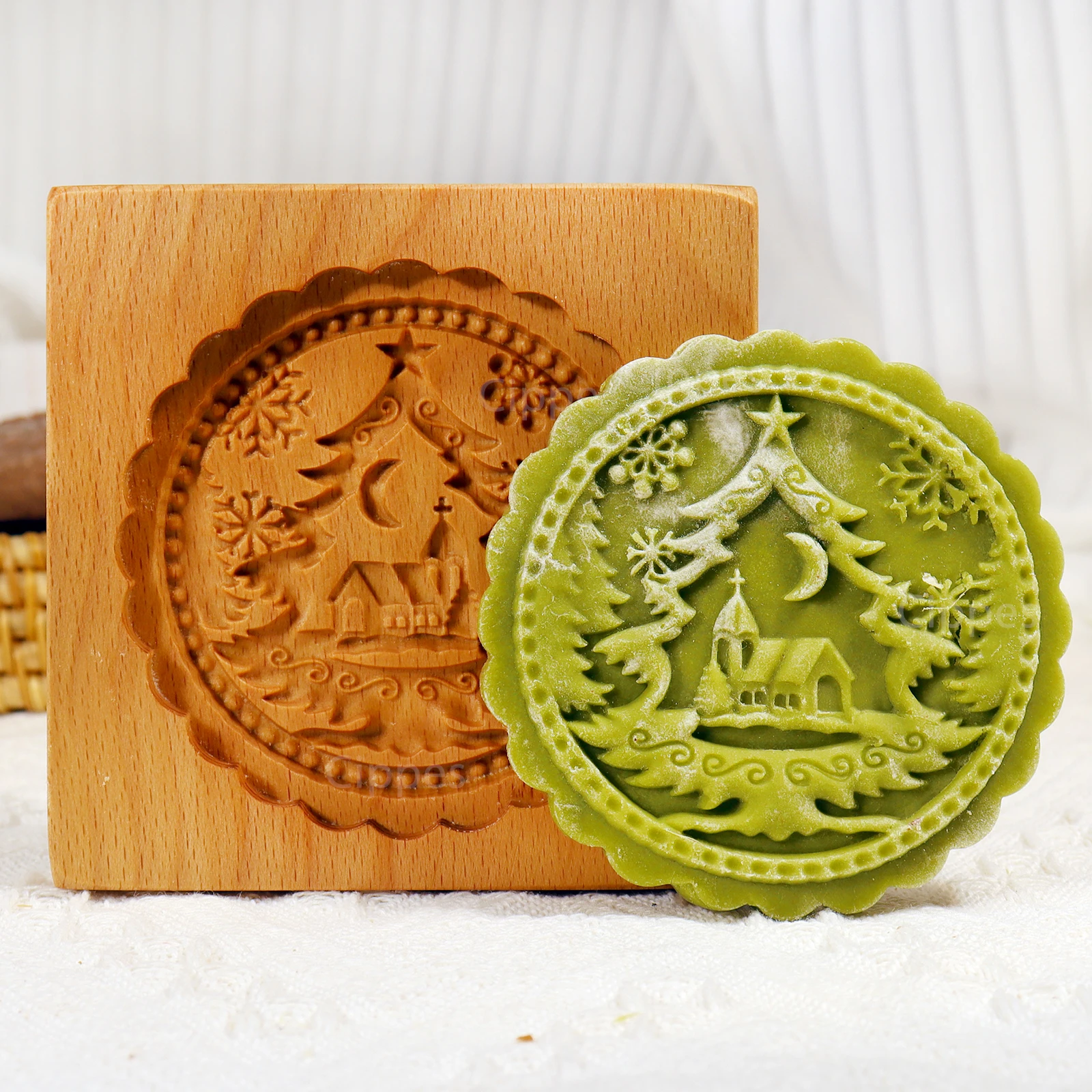 1 Шт. Деревянная Формочка Для Печенья С Цветочным Узором Розы 3D DIY Резные Тисненые