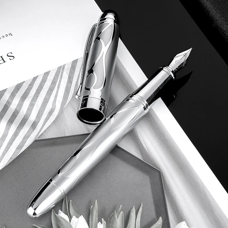 

Fine Silver Printing Hongdian Pen Steel Office Stainless Fountain Writing Gift Stationery Nib Pens Practice Student Retro Supply