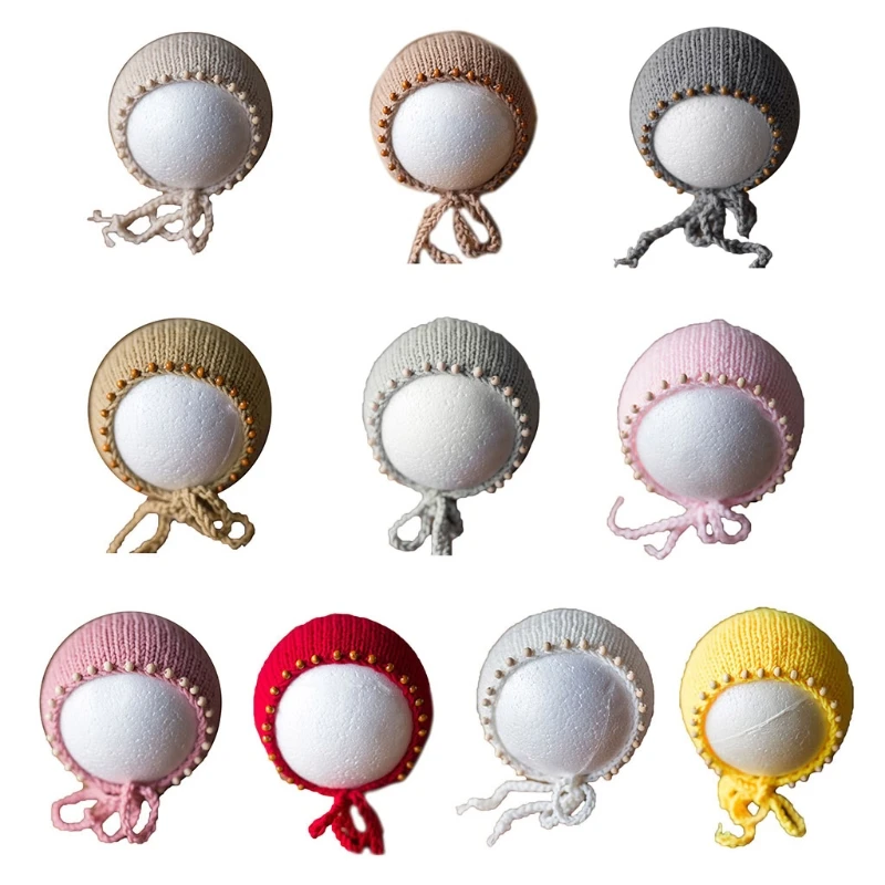 

Newborn Photography Props Beaded Wool Hat Baby Infant Cap Photo Posing Accessory