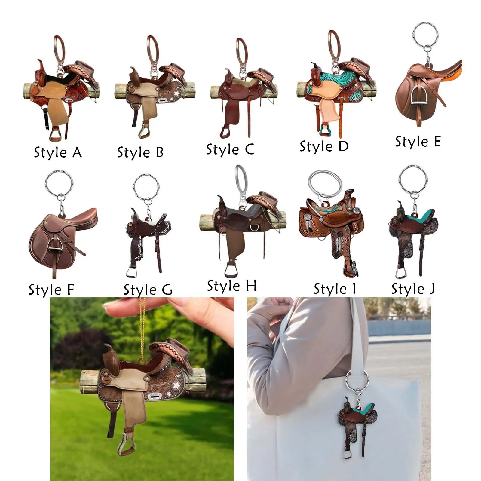 Cowboy Crafts Durable Unique Keyring Horse Saddle Keychain for Gift Phone Decoration Handbag Decoration Automotive Bag Decor