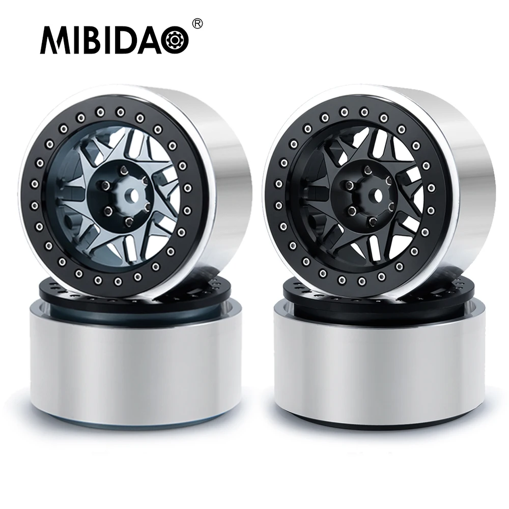 

MIBIDAO 2.9inch Beadlock Aluminum Alloy Wheel Rims Hubs for Axial SCX6 AXI05000 Wrangler AXI05001 Trail Honcho 1/6 RC Car Model