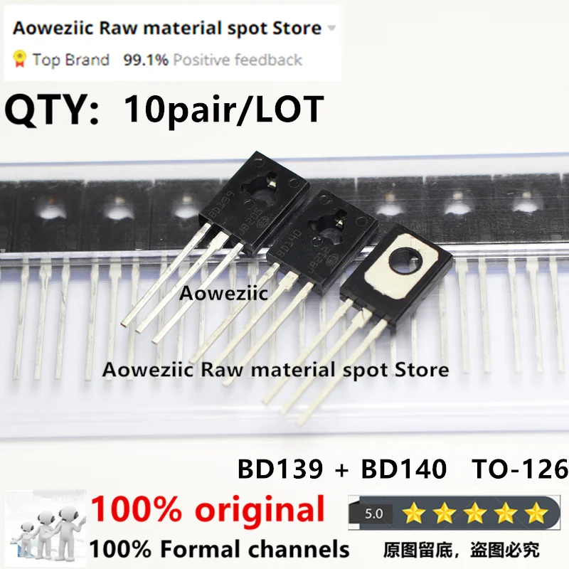 

Aoweziic 2021 ++ 20 шт. = 10 пар 100% новый импортный оригинальный транзистор BD139 BD140 TO-126