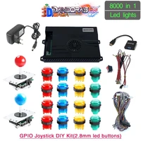 3d pandora saga box ex 8000 in 1 diy kit arcade game console 8 way joystick led lights push button cabinet bartop 2 playes