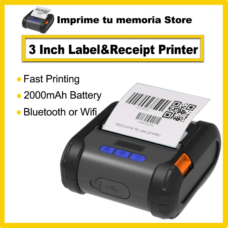 

80mm Thermal Label Receipt Printer Handheld Portable Mini Bluetooth Label Maker For Android iOS Windows POS Wifi Or BT Printer