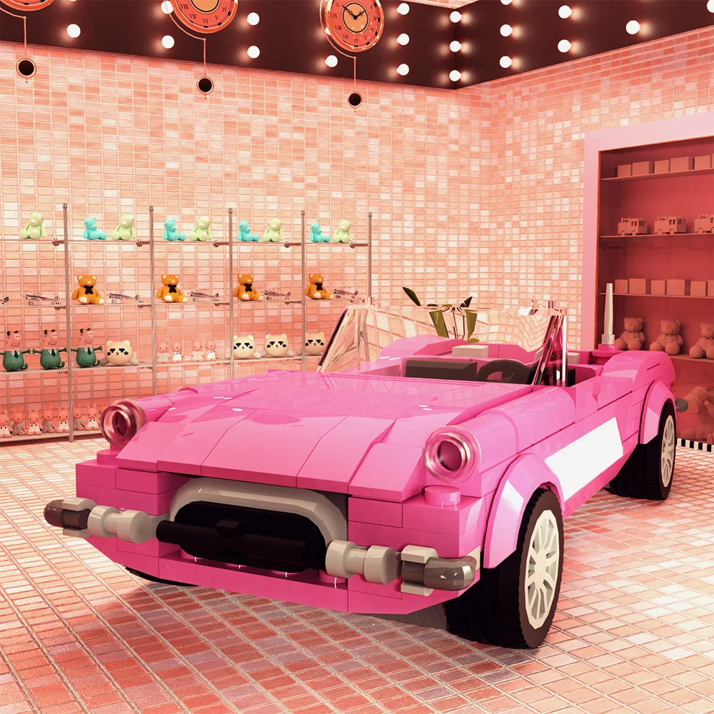 

Moc 10321 BarbiesPink Corvett C1 Car Building Blocks Sets Bricks Pink Car DIY Model Birthday Gift Kids Toys for Adult Child