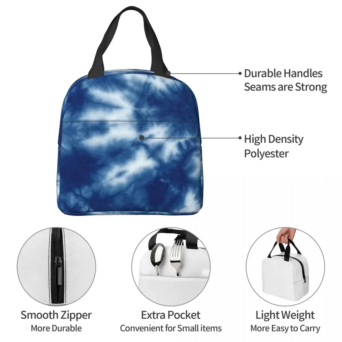 Сумка для ланча женщин и детей изолированная сумка-холодильник с рисунком синего