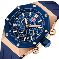 mens watch multifunctional waterproof calendar quartz silicone strap 44mm large dial sports watch blue relogio masculino