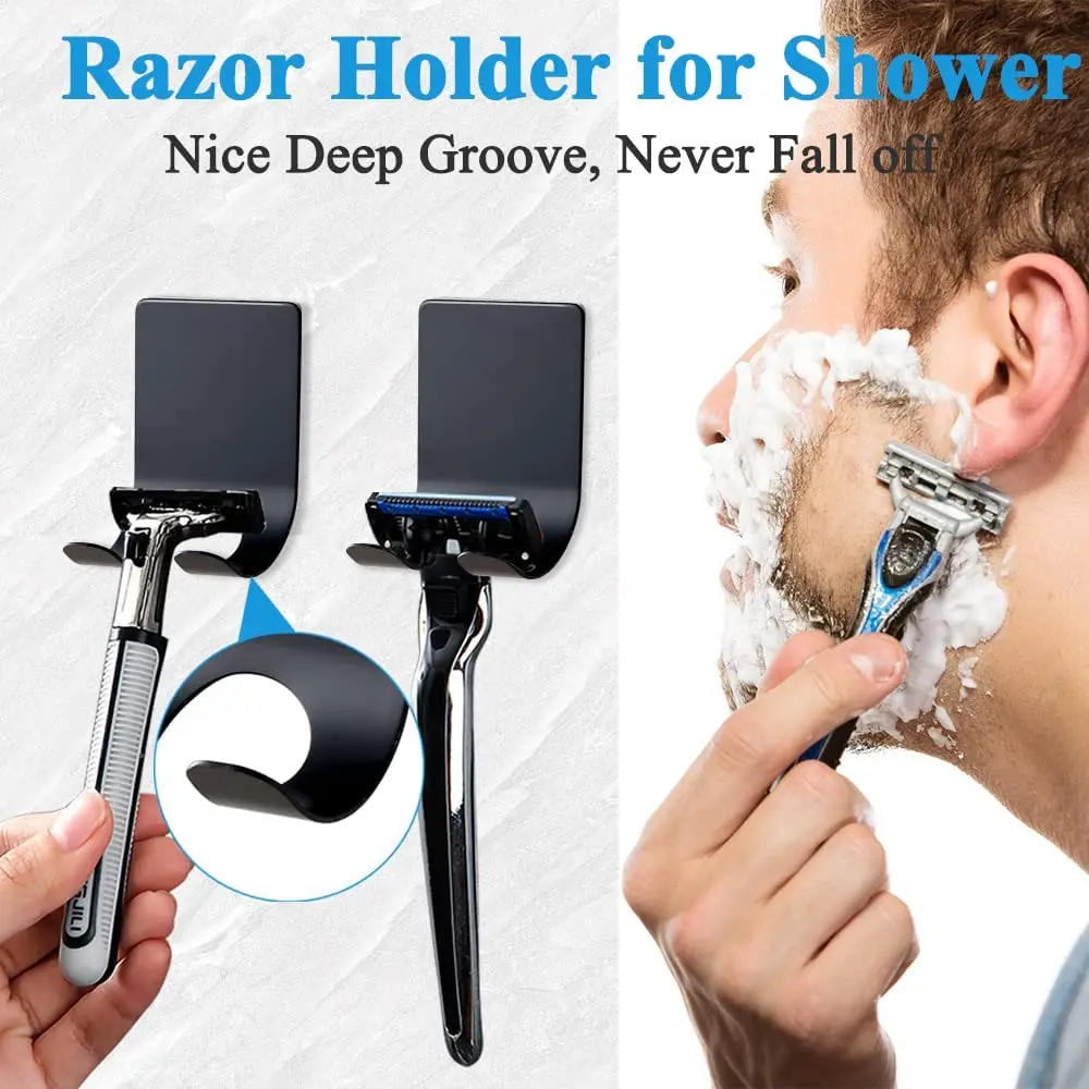 

All-Purpose Large Adhesive Hooks, Heavy Duty Hold Wall Hooks for Hanging, Large Waterproof Stick on Hooks for Organization Black