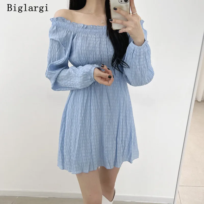 

Long Sleeve Mini Sexy Backless Summer Dress Women Pleated Chiffon Ladies Dresses Korean Fashion Quare Neck 2022 New Spring