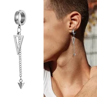 new punk titanium steel chain hoop earring for women men cross triangle trend goth hip hop pierced ear jewelry accessory earring