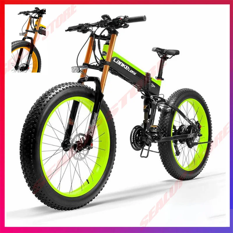 

LANKELEISI Electric Bike 1000W Motor 14.5AH Panasonic Lithium Battery ebike 26x4.0 inch Fat Tire Electric Bicycle Folding E-bike