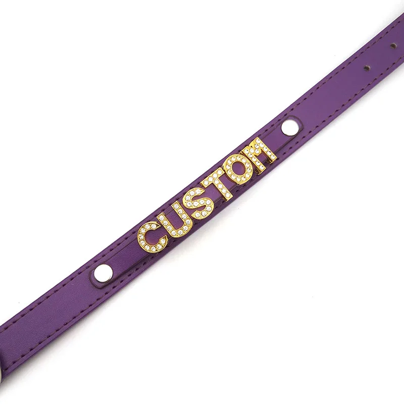 Sexy Purple Collar Gold Letters Daddy Slave Customized Choker Necklace Personalized Name Role Age Play BDSM Cosplay Jewelry images - 6