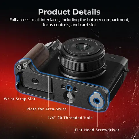 SmallRig L-образная монтажная пластина 72 г, легкая, с деревянной ручкой, двухсторонняя быстросъемная пластина для камеры FUJIFILM GFX100RF