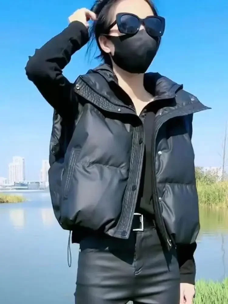 Женская укороченная куртка без рукавов теплая Толстая Уличная одежда на молнии