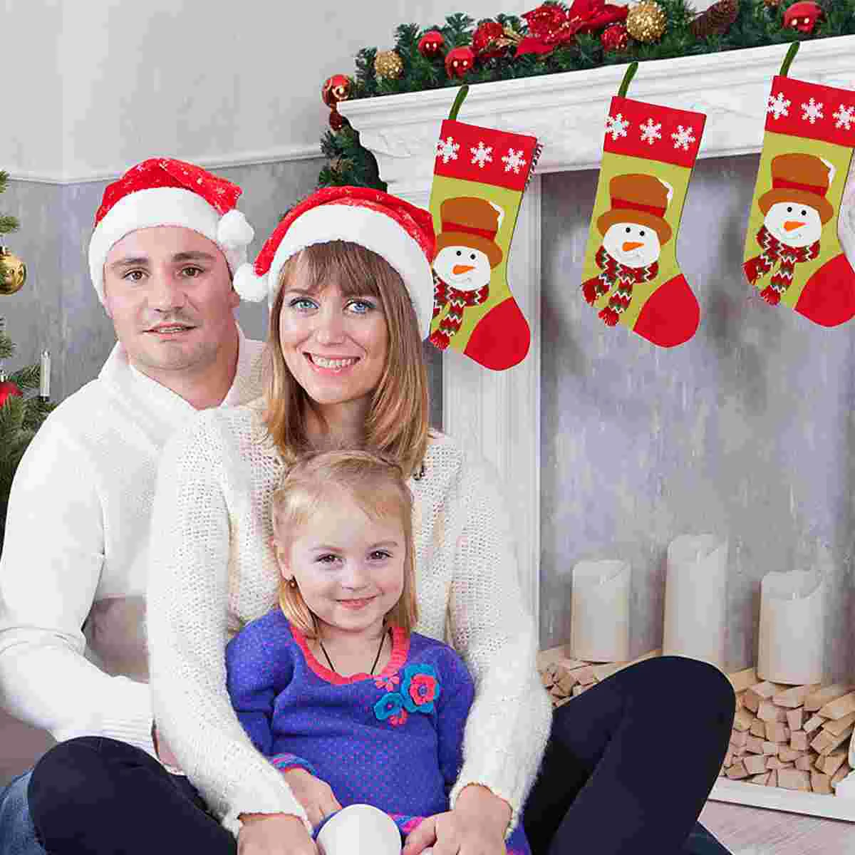 

1pc Christmas Sock Gift Bag Christmas Themed Sock Pendant Red Snowman