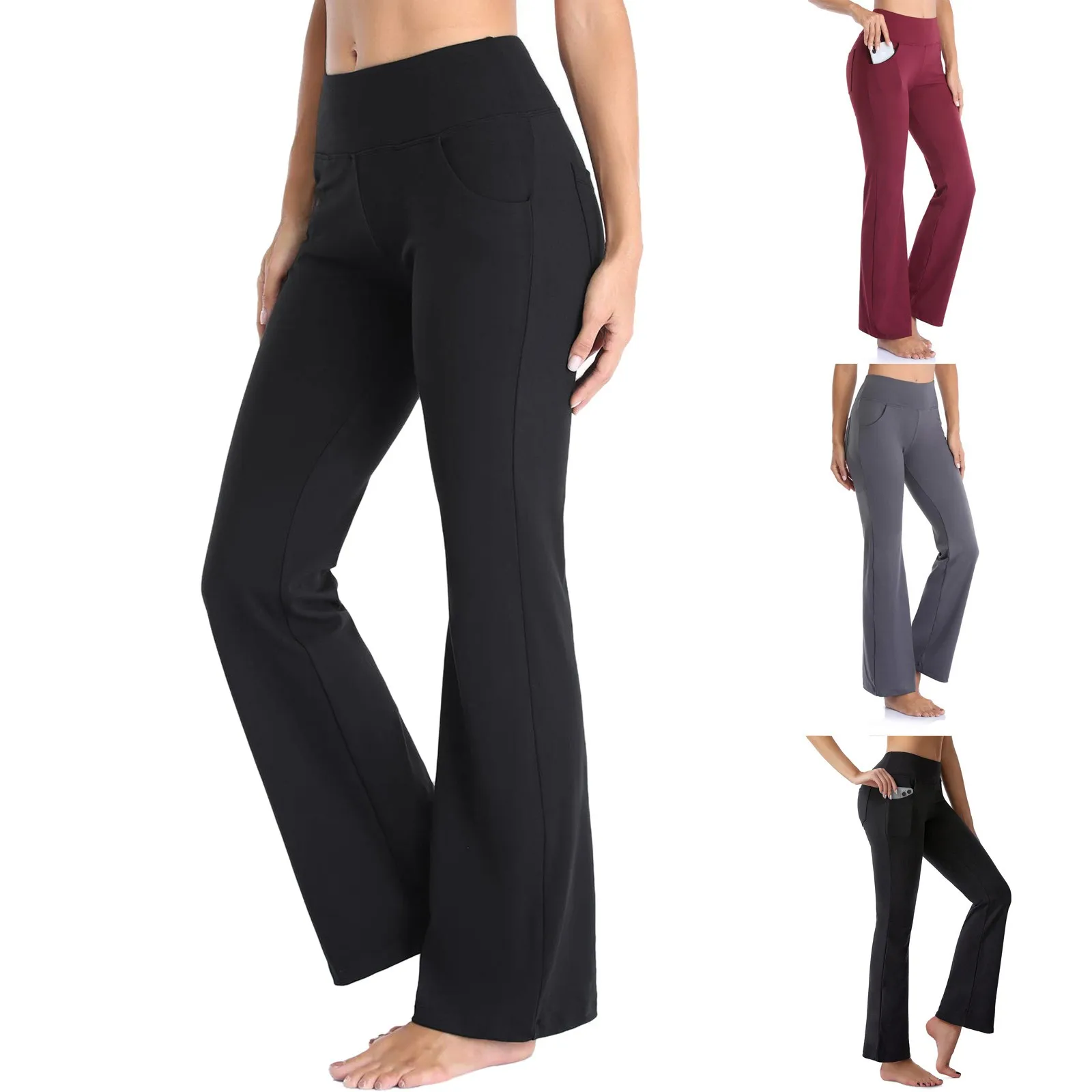 

Yoga Leggings Pants Solid Elegant Female Lady Women'S Legs Palazzo Flared Wide Killer High Waist Ol Ladies Career Long Trousers