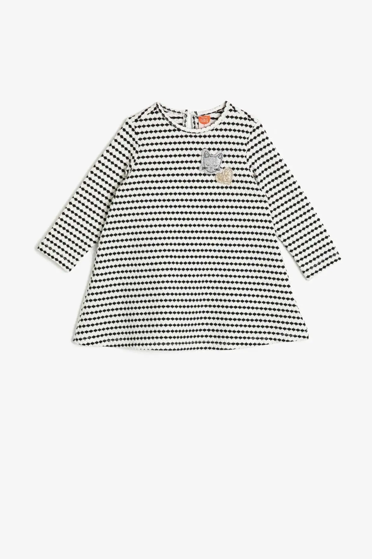 

Baby girl patterned dress long knitted striped cycling collar black clothing