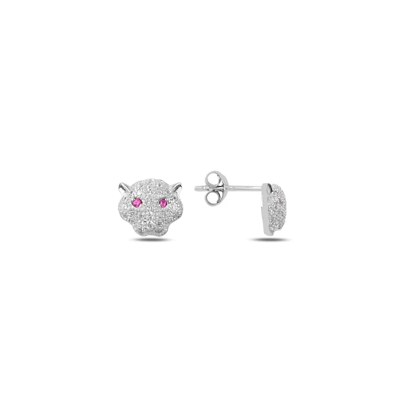 

Серебряные бриллиантовые серьги с тигром