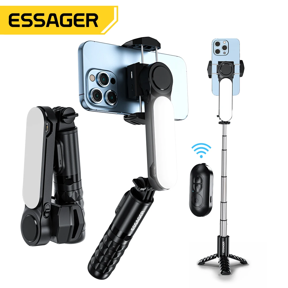 

Essager Wireless Foldable Gimbal Selfie Stick Handheld Bluetooth Led Mobile Phone Stabilizer For Huawei Xiaomi iPhone Smartphone