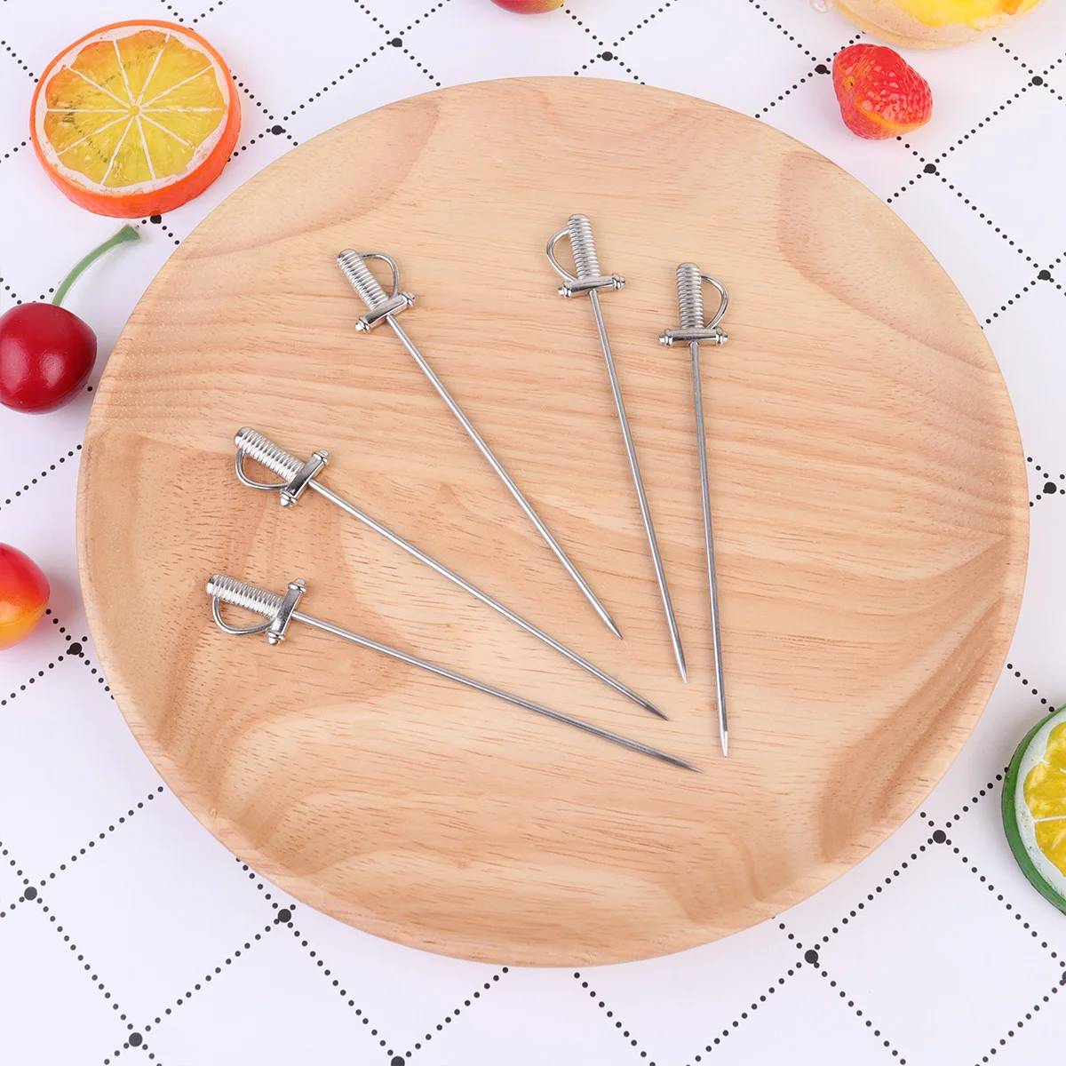 

Picks Cocktail Fruit Sticks Skewers Metal Toothpicks Drink Reusable Steel Stainless Appetizer Garnish Martini Dessert Drinks