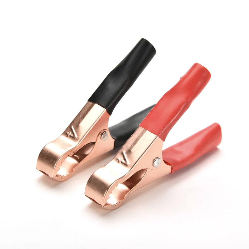 

Copper Plated Alligator Battery Charger Clips For Jump Starter Red Black 2pcs