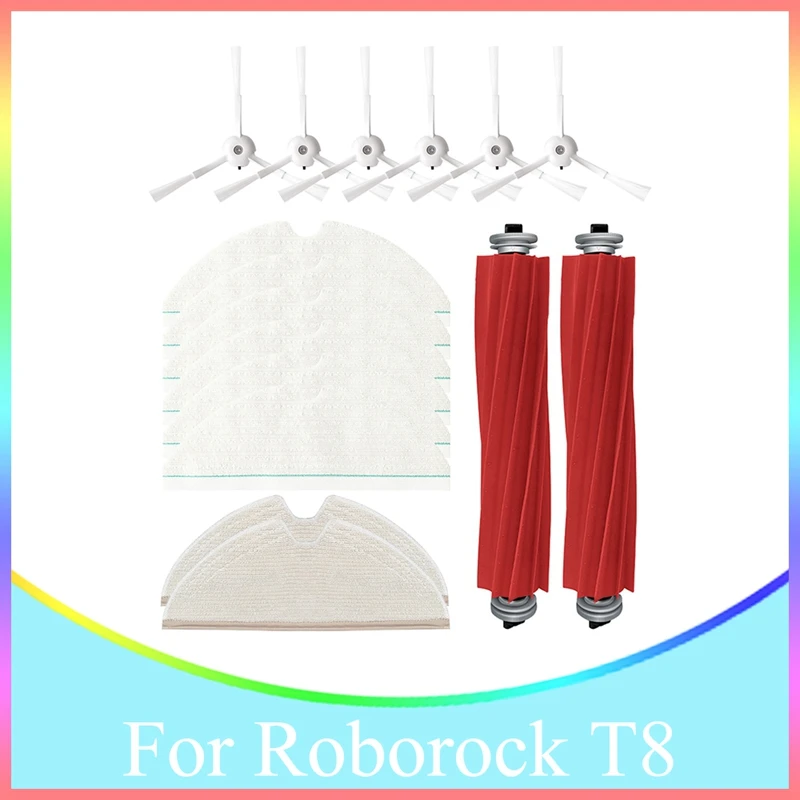 

Replacement Parts Mop Cloth Main Brush Edge-Sweeping Brushes For Roborock T8 Robot Vacuum Cleaner Accessories Kits