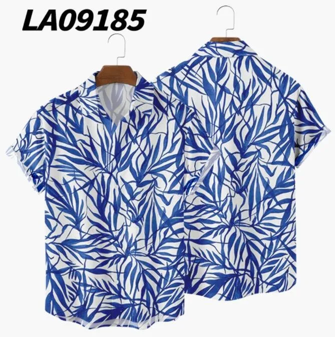 Print Leaf Flower Men Shirts Spring Summer New Turn-Down Collar T-Shirts Casual Loose Short Sleeve Rayon Coat Large Size Jacket