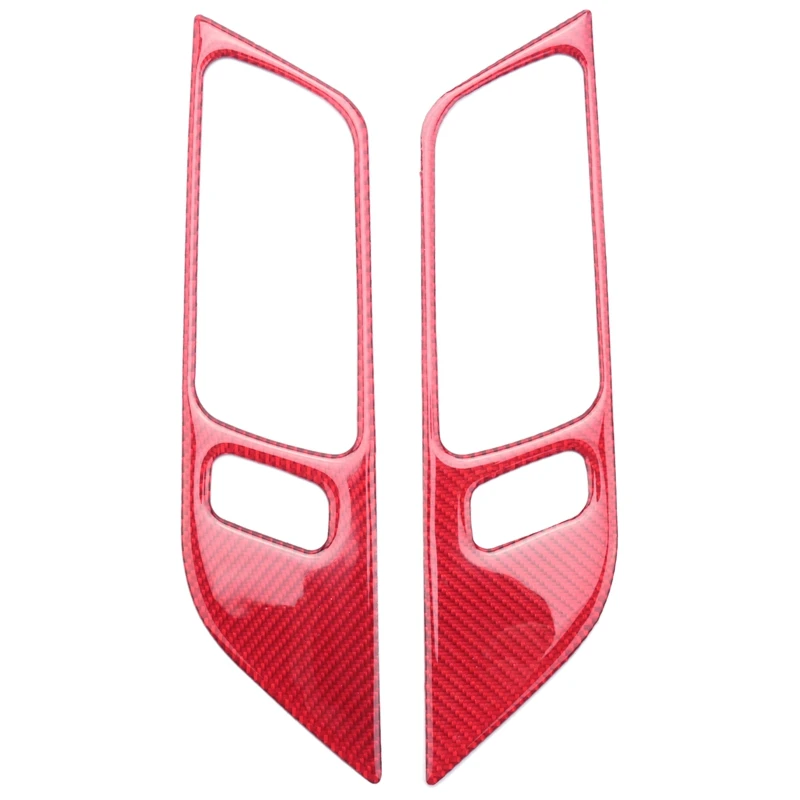 

2Pcs Carbon Fiber Inner Door Handle Bowl Decor Cover Red For Ford Mustang 2015-2021 Car Accessories Interior