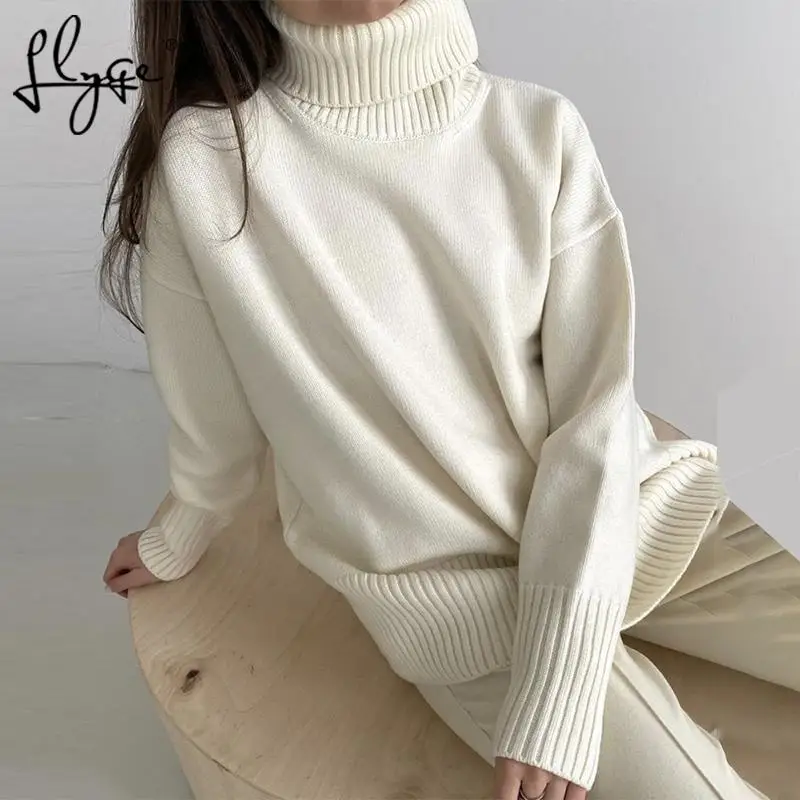 

Oversized Sweater Women Turtleneck Jumpers Long Sleeve Winter Thick Pullover Female Loose Casual Knitted Lady Sweaters Knitwear