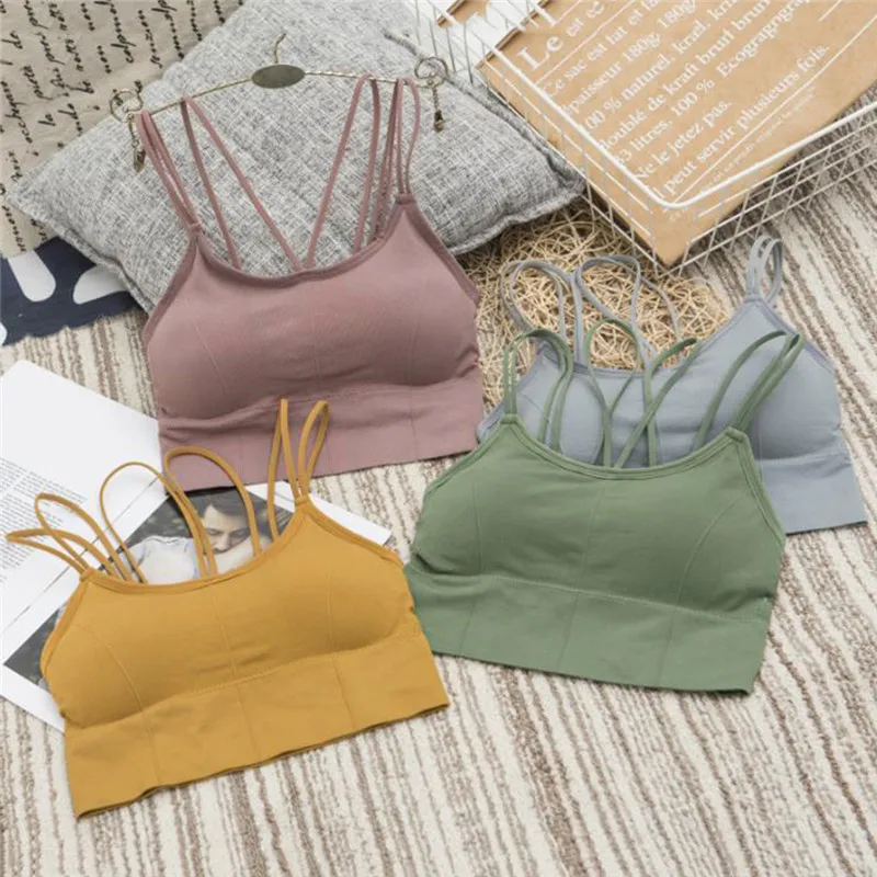 

Sexy Summer Sport Bras For Invisible Women Push Up Lingerie Padded Bralette Wrap Top Bra Bustier Female Underwear