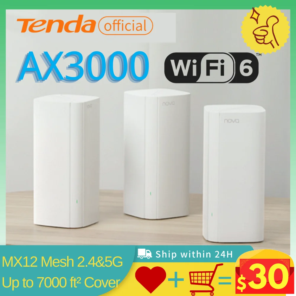 Tenda Wifi 6 Mesh WIFI Router AX3000 MX12 2.4Ghz 5GHz Full Gigabit Wireless Repeater MW12 AC2100 Network Extender Mesh Routers