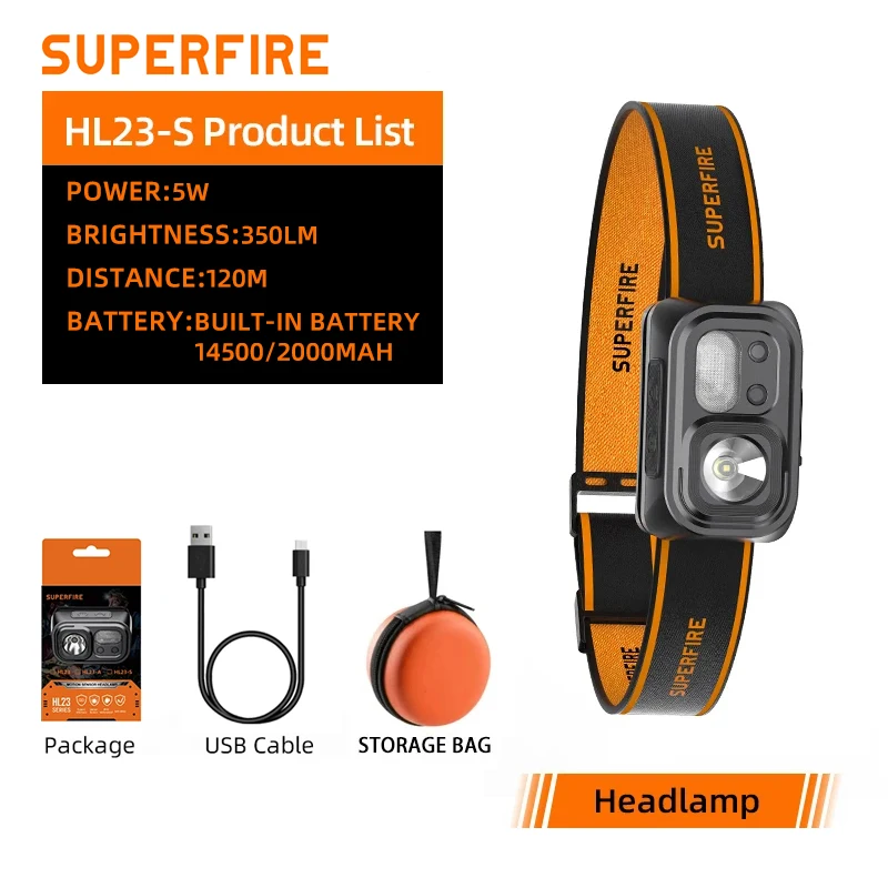 

SUPERFIRE HL23 Налобный фонарь 9 режимов