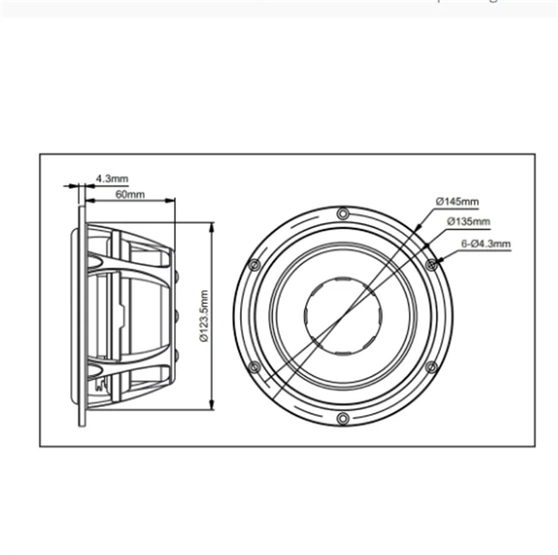 Hivi / Оригинальный D5.4-II / D6.4MKII 5 / 6.5 "Среднечастотный динамик с неодимовым магнитом и алюминиевой рамой 4 ома / 80 Вт OD = 145 мм (1 шт.) включено.