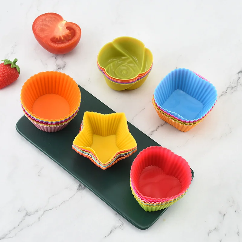 

New Silicone Mold Cupcake 6pcs Cake Muffin Baking Bakeware Nonstick Heat Resistant Reusable Silicone Hear CupCake Molds DIY