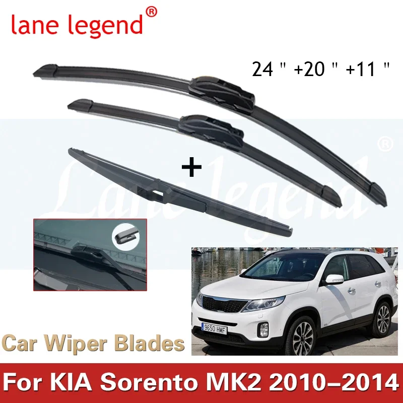 

Щетки стеклоочистителя для KIA Sorento MK2 2010-2014, мягкие резиновые стеклоочистители для лобового стекла, 24 дюйма + 20 дюймов + 11 дюймов, 2012 2013