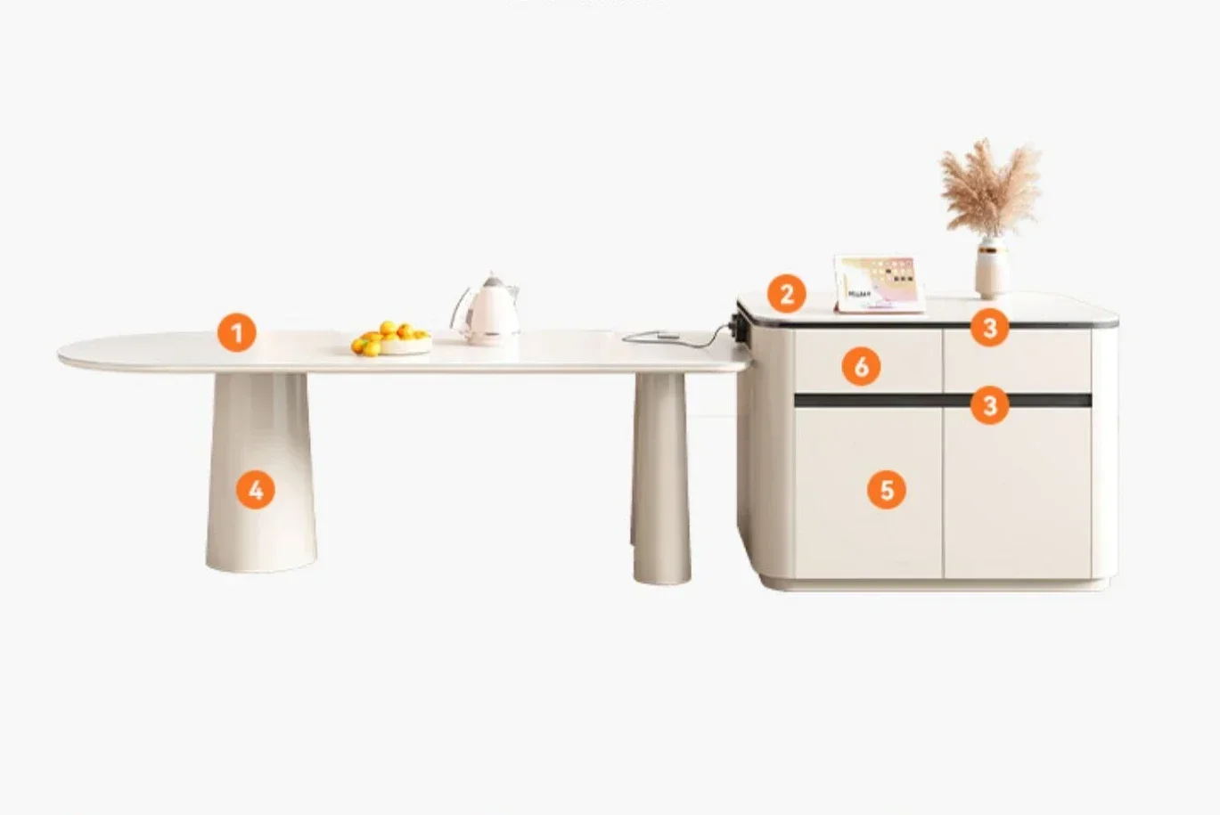 Полукруглый элитный кухонный островный обеденный стол встроенная каменная