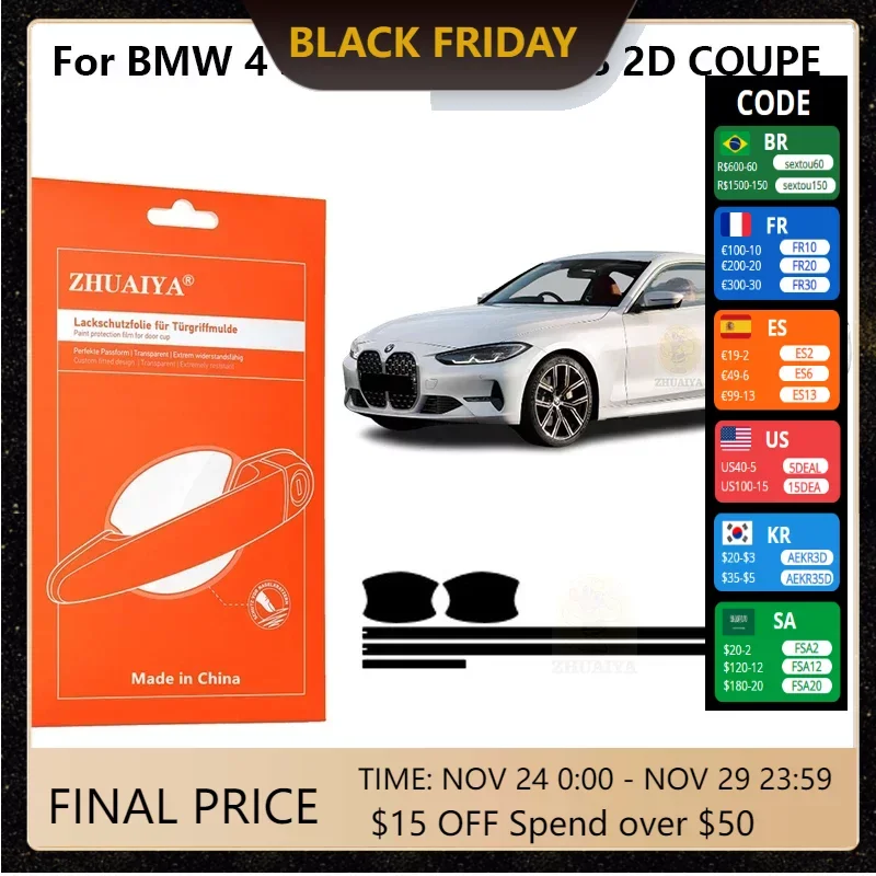

ZHUAIYA Door Edge Guards Door Handle Cup Paint Protection Film TPU PPF For BMW 4 Series 2020-2018 2D COUPE car assecories