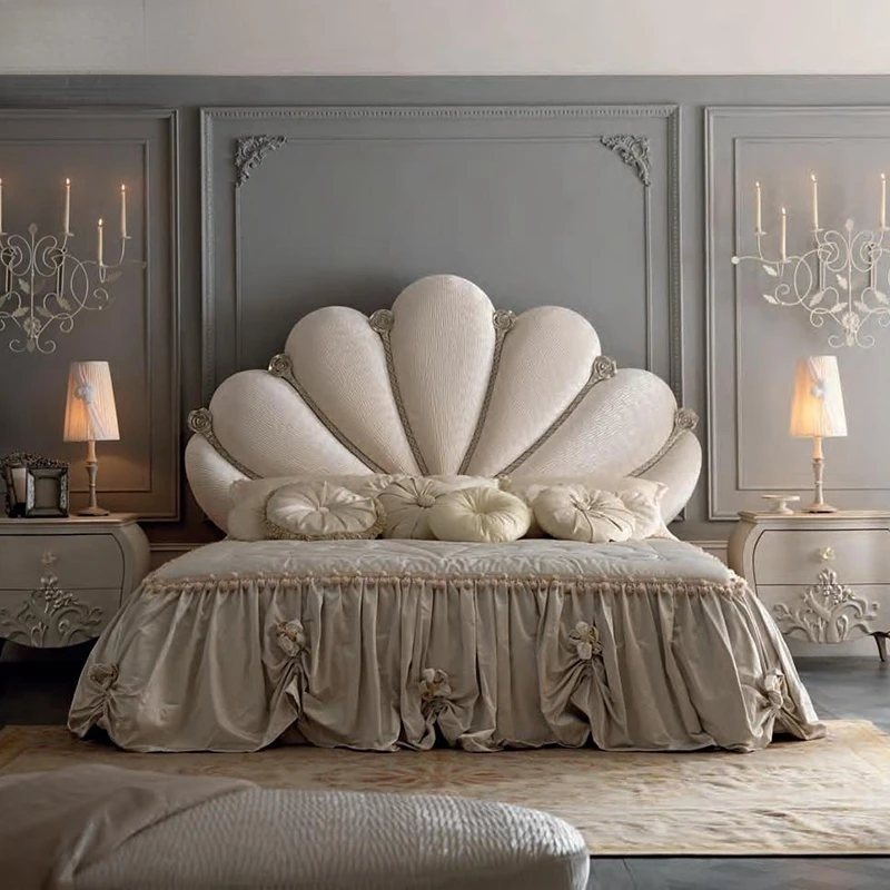 

Кровати в европейском стиле, Резная Кровать из массива дерева, двуспальная кровать, 2 м, роскошная кровать для хозяйской спальни, кровать для свадьбы, широкая кровать из ткани, кровать принцессы