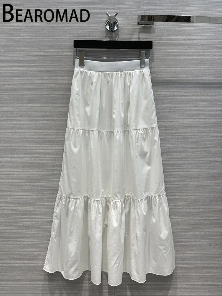 

Bearomad 2022 New Summer Runway Casual White Half Skirt Women's Slim Feminine Chic Bottoms High Waist Holiday Party Half Skirt