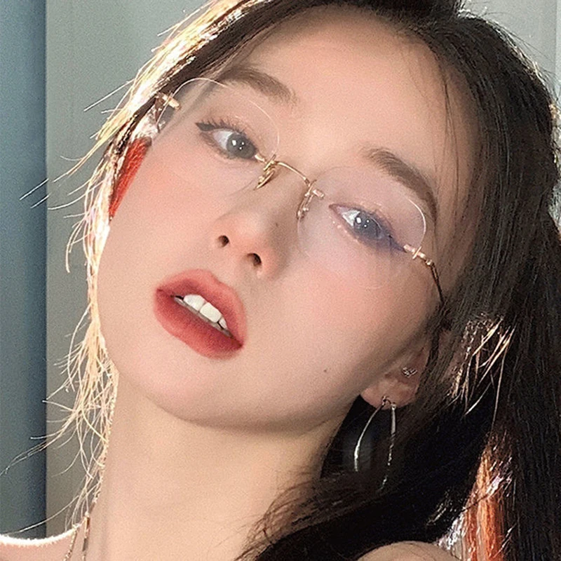 

Transparent Computer Glasses Frameless Women Men Anti Blue Light square Eyewear Blocking Glasses Optical Spectacle Eyeglass