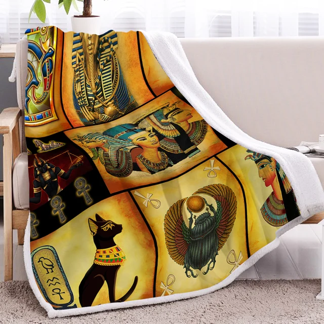 BlessLiving Ancient Egypt Culture Pattern Sherpa Fleece Blanket Mysterious Symbol Eye Of Horus Blanket For Sofa Bed Dropshipping 3