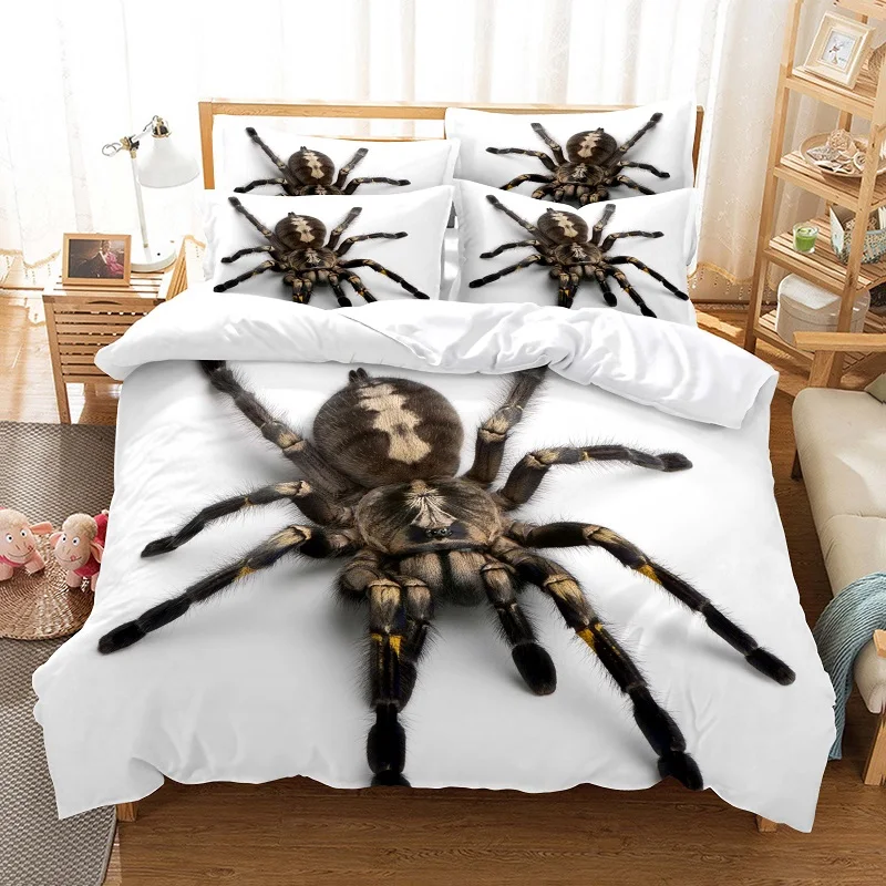 

Комплект постельного белья из микрофибры с 3D-принтом пауков и животных