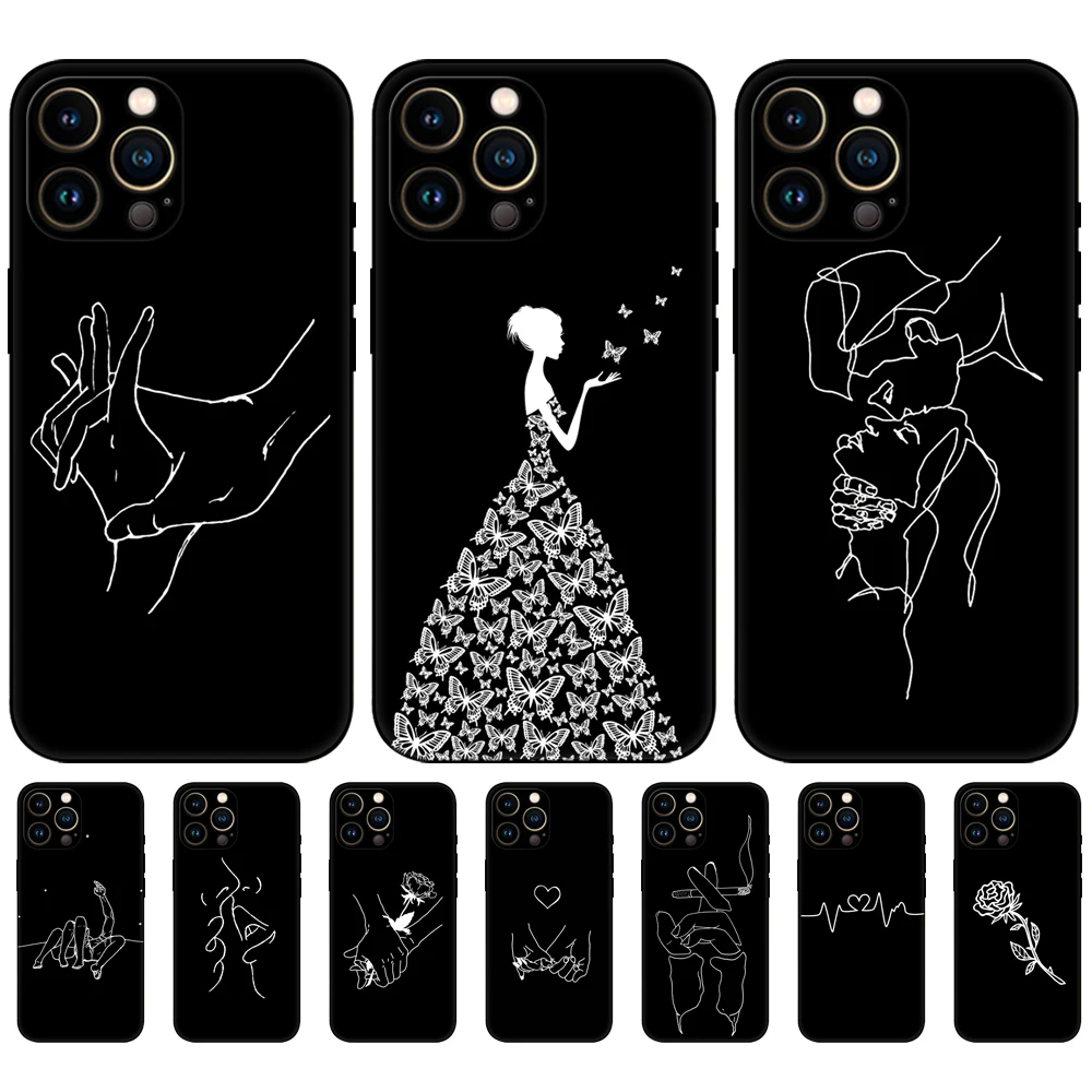 

Black tpu For Huawei Honor 20 Lite 10 10i 20S 30S 30 7A 5.45 7s 7C 5.7 Cover Simple design white line cell phone cases funda