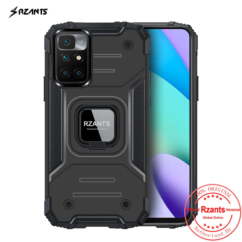 Чехол Rzants для Xiaomi Redmi 10 Жесткий [King Kong] Противоударная подставка с кольцом мужская
