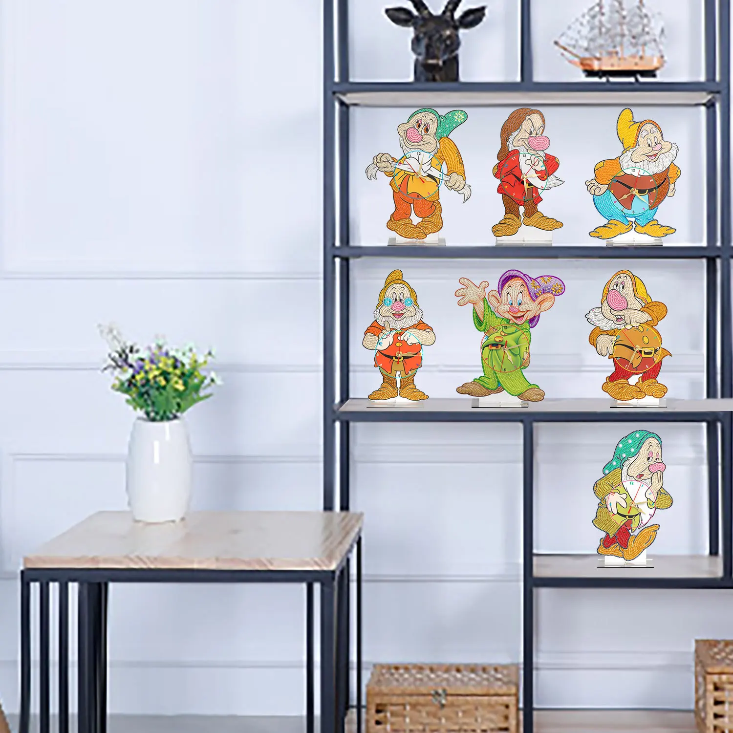 

Алмазная живопись Disney 5D в специальной форме, круглые часы «сделай сам» с вышивкой из страз, мультяшный карликовый точек в коробке