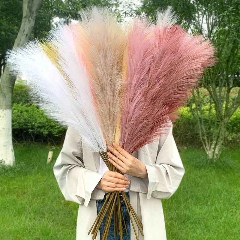 

5Pcs 100/70cm Artificial Pampas Grass Bouquet New Year Holiday Wedding Party Home Decoration Plant Simulation Dried Flower Reed